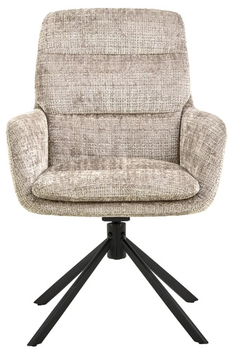 Otočná jídelní židle Edgar z béžového sametu s područkami