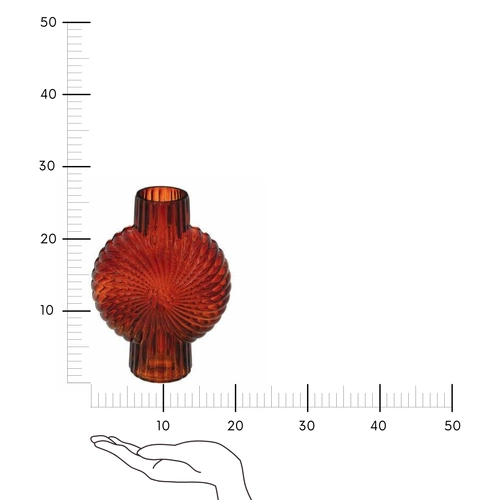 Skleněná váza Shell červená 25 cm moderní dekorativní na květiny do obýváku Atmosphera