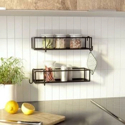 Sada moderních černých kovových nástěnných poliček Cubiko Umbra do koupelny nebo kuchyně