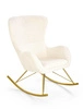 Houpací křeslo Fadil do obýváku krémové boucle glamour na zlatých nohách snadno čistitelné