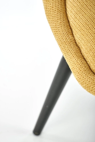 Čalouněná jídelní židle Odile Intesi hořčicová moderní na černých nohách