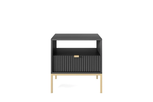Noční stolek Delicious Intesi 54 cm černý s kovovými zlatými nohami v glamour stylu