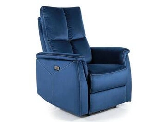 Rozkládací křeslo do obýváku Mars modrý samet elektrické s USB moderní Intesi