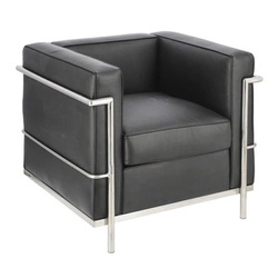 Relaxační křeslo Kubik černá pravá kůže moderní do obýváku inspirované LC2