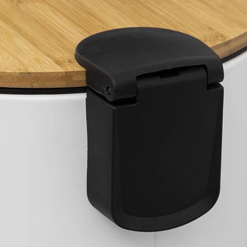 Kuchyňský odpadkový koš Bam 30l bílý s bambusovým víkem a pedálem moderní 5five