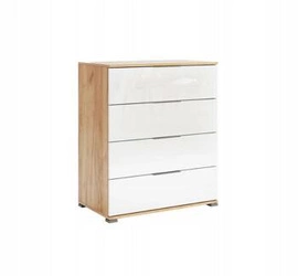 Komoda Tissa 80 cm bílá se zásuvkami dub craft moderní do obývacího pokoje Intesi