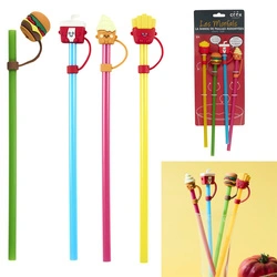 Intesi sada 4 barevných opakovatelných brček na nápoje Fast Food 24 cm