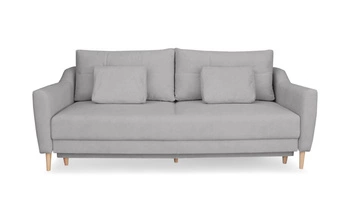 Rozkládací pohovka Bouley 3místná šedá s úložným prostorem a funkcí spaní do obývacího pokoje