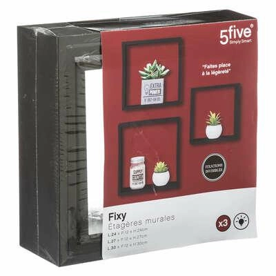 Sada 3 nástěnných polic Fixy L černá