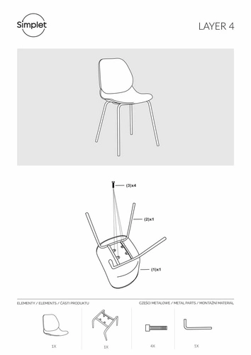 Jídelní židle Layer 4 Simplet bílá moderní z plastu a kovu minimalistická