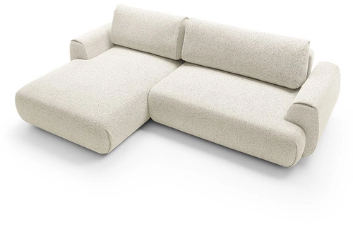 Rohová rozkládací pohovka levá Ljung béžová moderní s úložným prostorem do obýváku Intesi