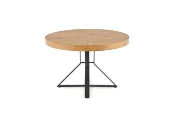 Rozkládací kulatý stůl Merry dub zlatý černé nohy moderní do jídelny a obýváku 120–160 cm