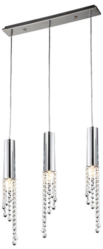 Moderní závěsné LED svítidlo Duero 3bodové chromové do obýváku a jídelny s nastavitelnou výškou