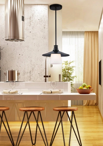 Závěsné svítidlo Loft černé kovovo-skleněné nad stůl do obýváku a kuchyně 26 cm