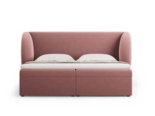 Čalouněná postel Miley růžový samet 140x200 s úložným prostorem do ložnice glamour