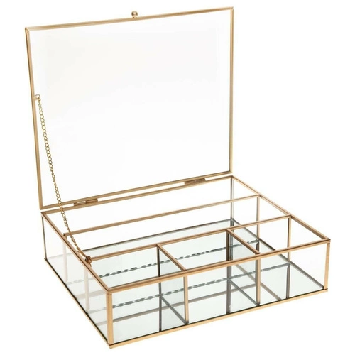Skleněný organizér na šperky Mood Atmosphera glamour zlatý 27x22 cm do ložnice