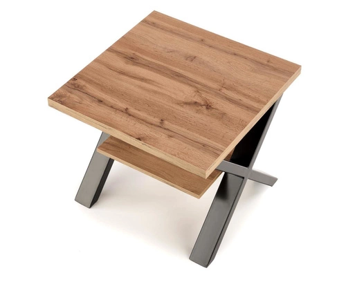 Konferenční stolek Venom S dubový čtvercový s policí moderní loft do obýváku 65x65 cm