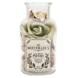 Skleněná nádoba 16 cm s pot pourri zelená