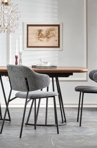 Rozkládací jídelní stůl Every ořechový moderní loftový s černými nohami 180 cm Intesi