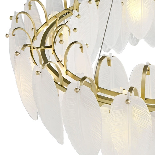 Stropní svítidlo PIUMA glamour bílo-zlaté skleněné 80 cm do obýváku a jídelny Step into Design