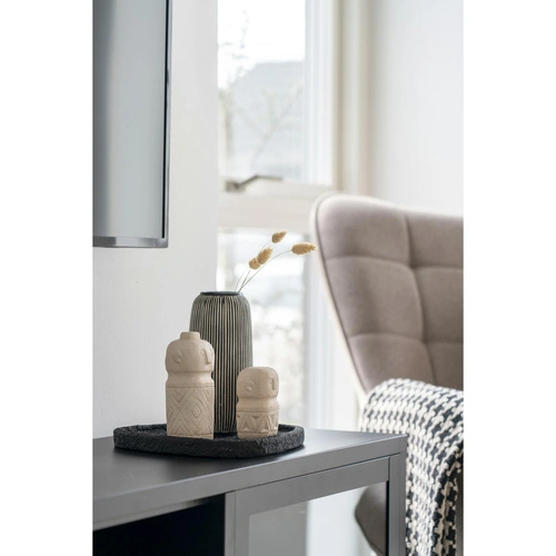 House Nordic černý oválný cementový dekorační tác do obýváku 26,5x26 cm