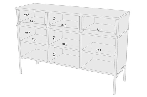 Komoda se zásuvkami Polka Navy Blue 120 cm glamour modrá na zlatých nohách do obýváku