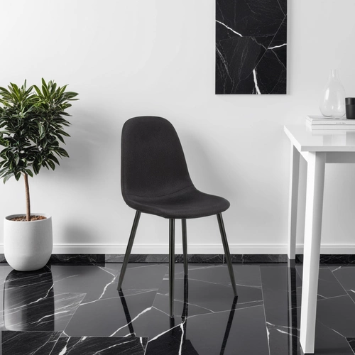 Čalouněná jídelní židle Edith černá, moderní s kovovými nohami do jídelny a obýváku Intesi