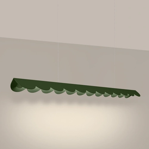 Závěsné LED svítidlo BISCUIT olivově zelené nad jídelní stůl