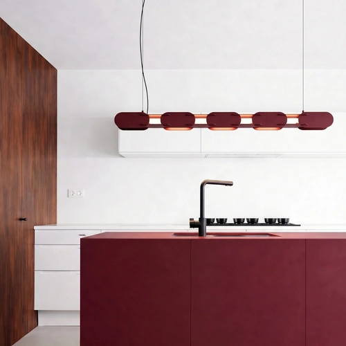 Závěsné LED svítidlo CHAIN béžové nad ostrůvek moderní 158 cm