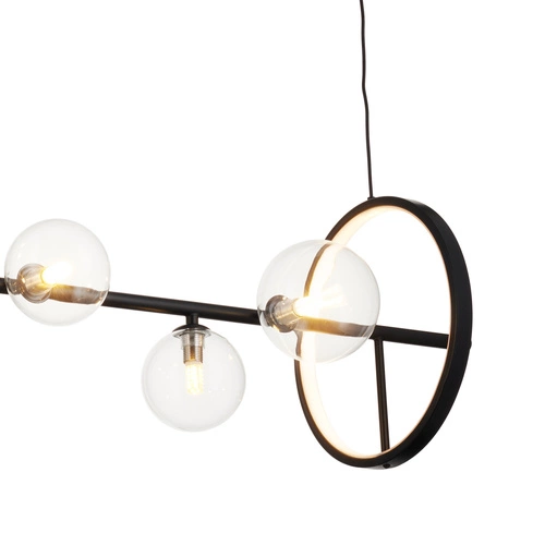 Závěsné svítidlo ORION LONG-90 černé LED se skleněnými koulemi nad stůl do obýváku 90 cm