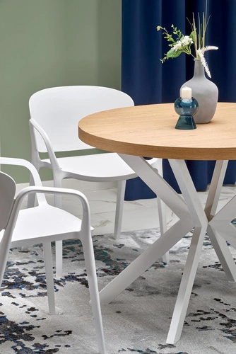 Rozkládací kulatý stůl Roni Intesi 100–250 cm dub zlatý bílý moderní do jídelny