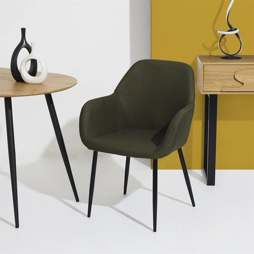 Čalouněná židle Lavia zelená khaki s područkami do jídelny a obýváku