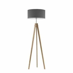 Stojací lampa do obýváku HAITI šedá s glamour stínidlem dubové dřevo Lysne 138 cm
