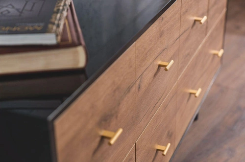 Komoda se zásuvkami MAUD černá dub craft tobacco moderní do obýváku a ložnice SKANDICA