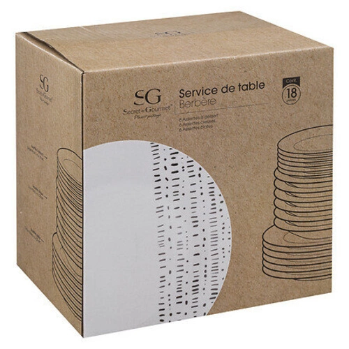 Berberská stolová sada 18-dílná bílá/černá