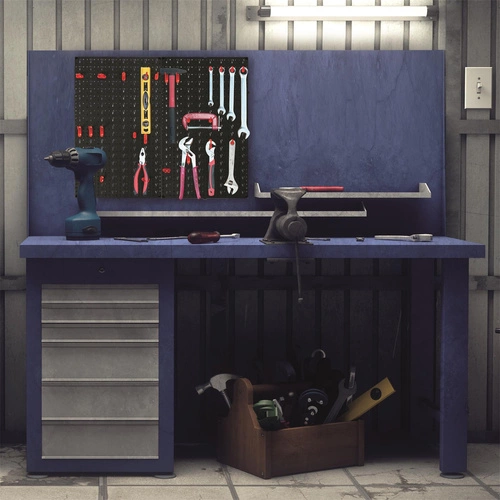 Intesi moderní černý nástěnný věšák na nářadí do garáže a dílny 16 dílů