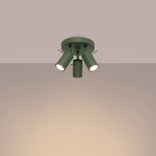 Stropní svítidlo RING 3P moderní olivově zelené ocelové do obýváku a ložnice