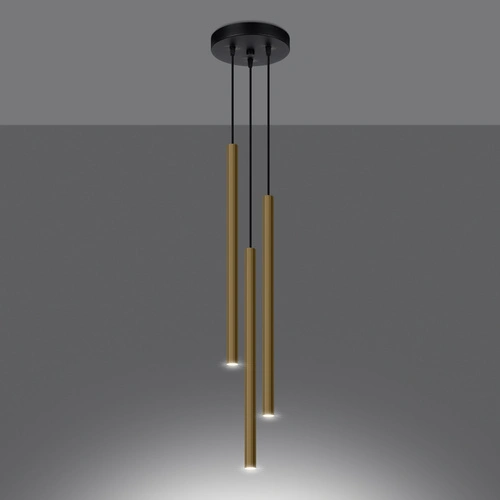 Moderní závěsné svítidlo Pastelo 3P zlatý lesk, nastavitelné nad jídelní stůl