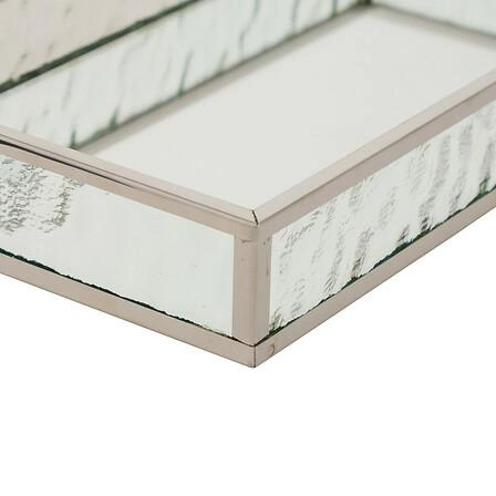 Sada 2 obdélníkových dekoračních zrcadlových stříbrných táců Ania Atmosphera