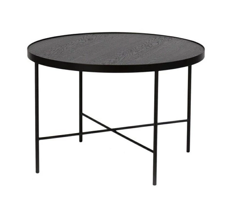 Kulatý konferenční stolek Tre 90 cm černý dub moderní do obýváku NORDIFRA
