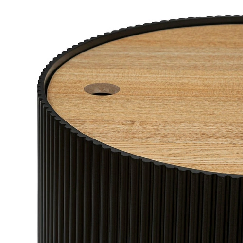 Konferenční stolek Enola S kulatý černý s výklopnou deskou a úložným prostorem moderní do obýváku