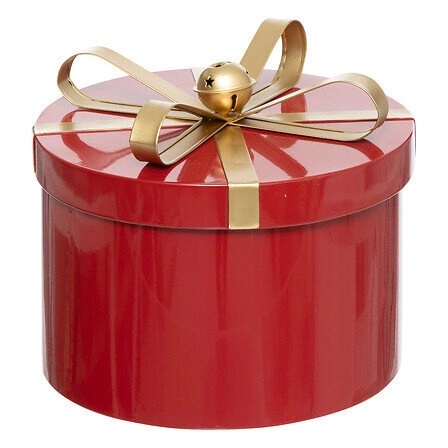Feeric Christmas sada 3 červených kulatých kovových dekoračních krabic do obývacího pokoje