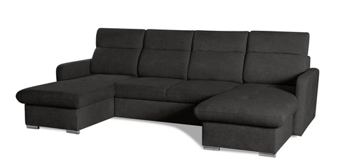 Rohová sedací souprava Limi U s rozkladem pro spaní, moderní antracit, úložný prostor Intesi
