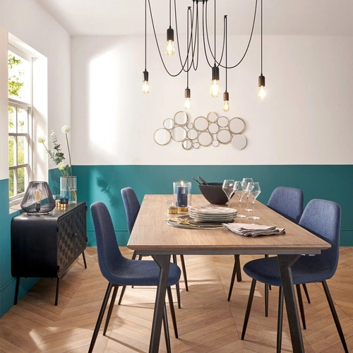 Čalouněná jídelní židle Tyka černá v loft stylu na kovových nohách Atmosphera