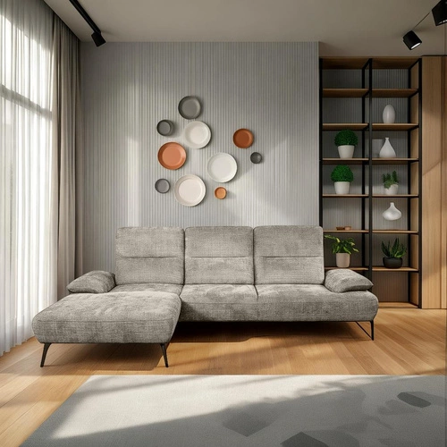 Rohová sedací souprava Rasmus moderní šedá levá s nastavitelným opěradlem do obýváku Intesi