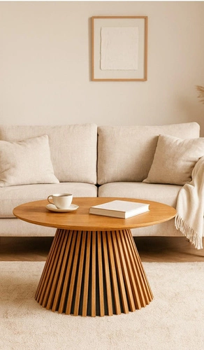 Konferenční stolek Kyoto kulatý 80 cm dub moderní skandinávský do obýváku Intesi