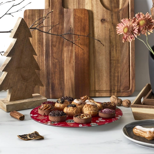 Červený otočný podnos na dort 28 cm