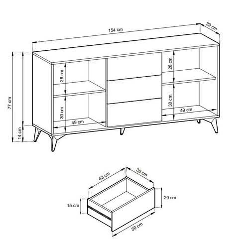 Sada nábytku do obývacího pokoje Fargo ve tvaru rybí kosti