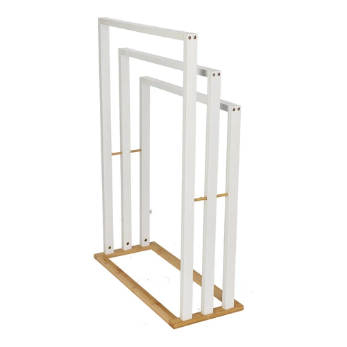 Stojanový bambusový věšák na ručníky 5five simply smart boho bílý 3 ramena