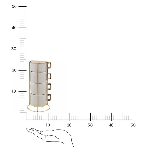 Stojan se 4 šálky Arya 170 ml bílé barvy